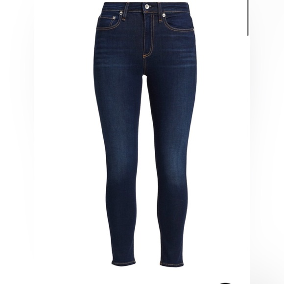 rag bone Nina High-Rise Stretch Skinny Ankle Jeans Sz 25 stretchy dark  blue